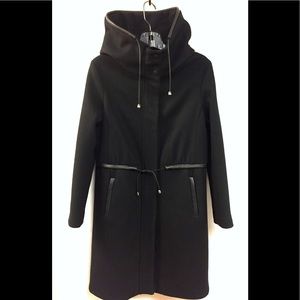 MACKAGE BLACK WOOL ZIP/SNAP-FRONT DRAWSTRING WAIST